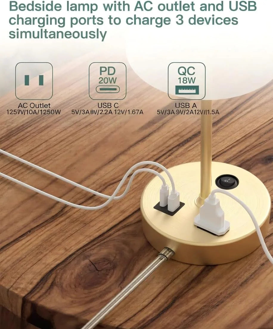 Addtam Bedroom Table Lamp, Dimmable bifanuoyard - Image 3