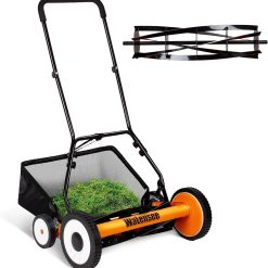 Alternative view of New Arrivals 18-Inch Manual Lawn Mower, 5-Blade Push Reel, 9 Heights – For Lawn Care