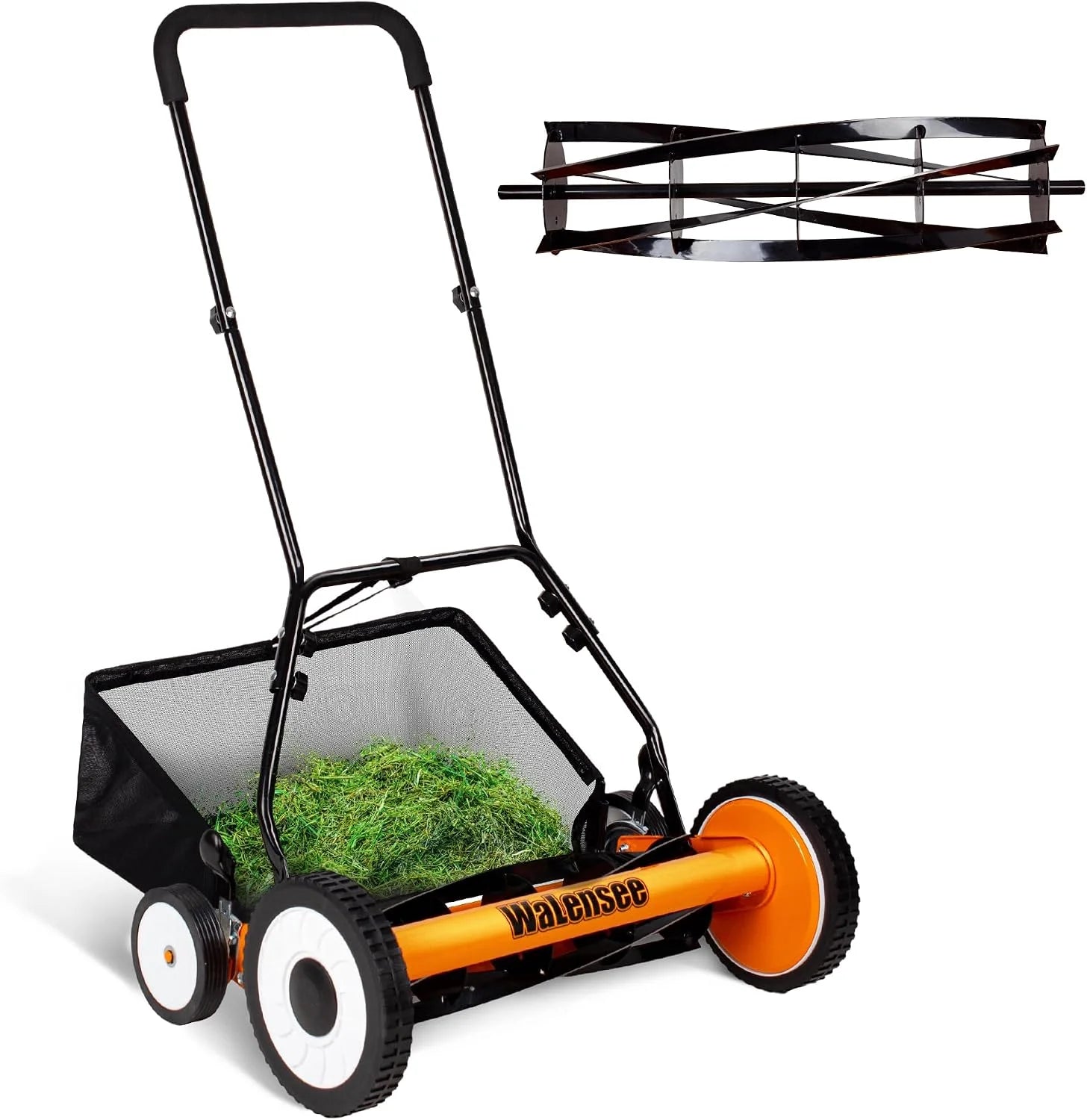 New Arrivals 18-Inch Manual Lawn Mower, 5-Blade Push Reel, 9 Heights – For Lawn Care - Image 2