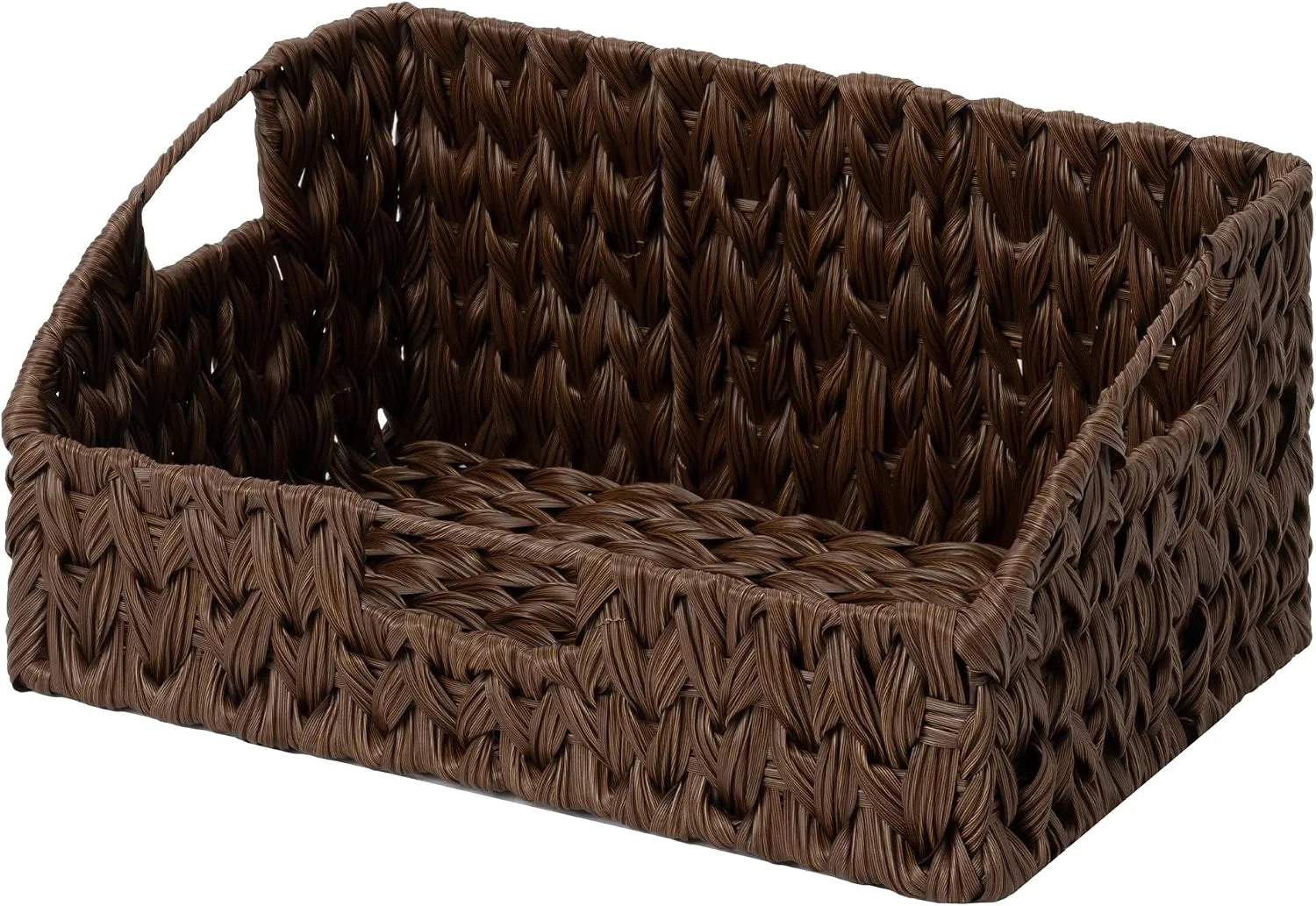 New Arrivals Storage Baskets, Waterproof Wicker Basket with Handles, Wicker Storage Baskets for Pantry, Open Front - Image 2