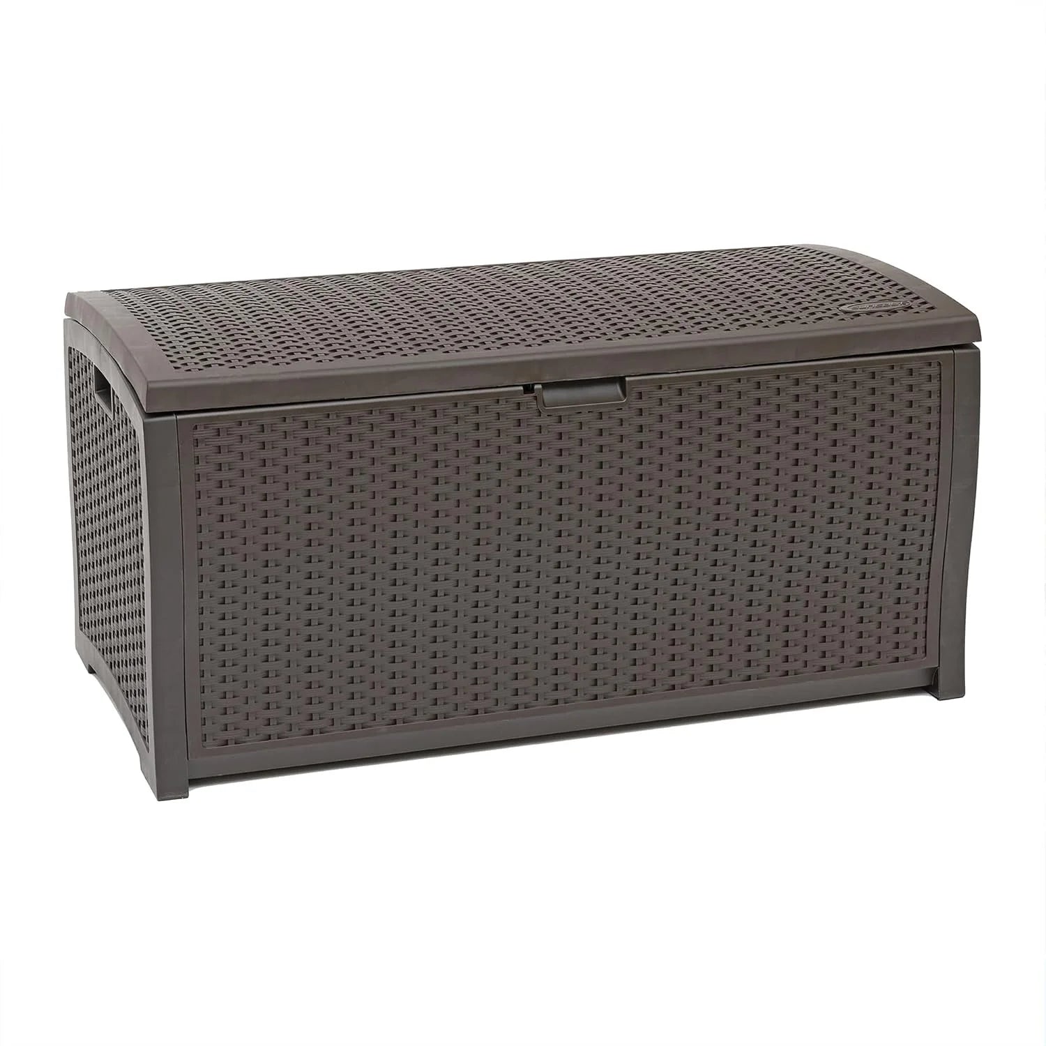 New Arrivals 99 Gallon Wicker Horizontal Outdoor Deck Box with Hinged Lid, Water-Resistant Storage Solution for Patio