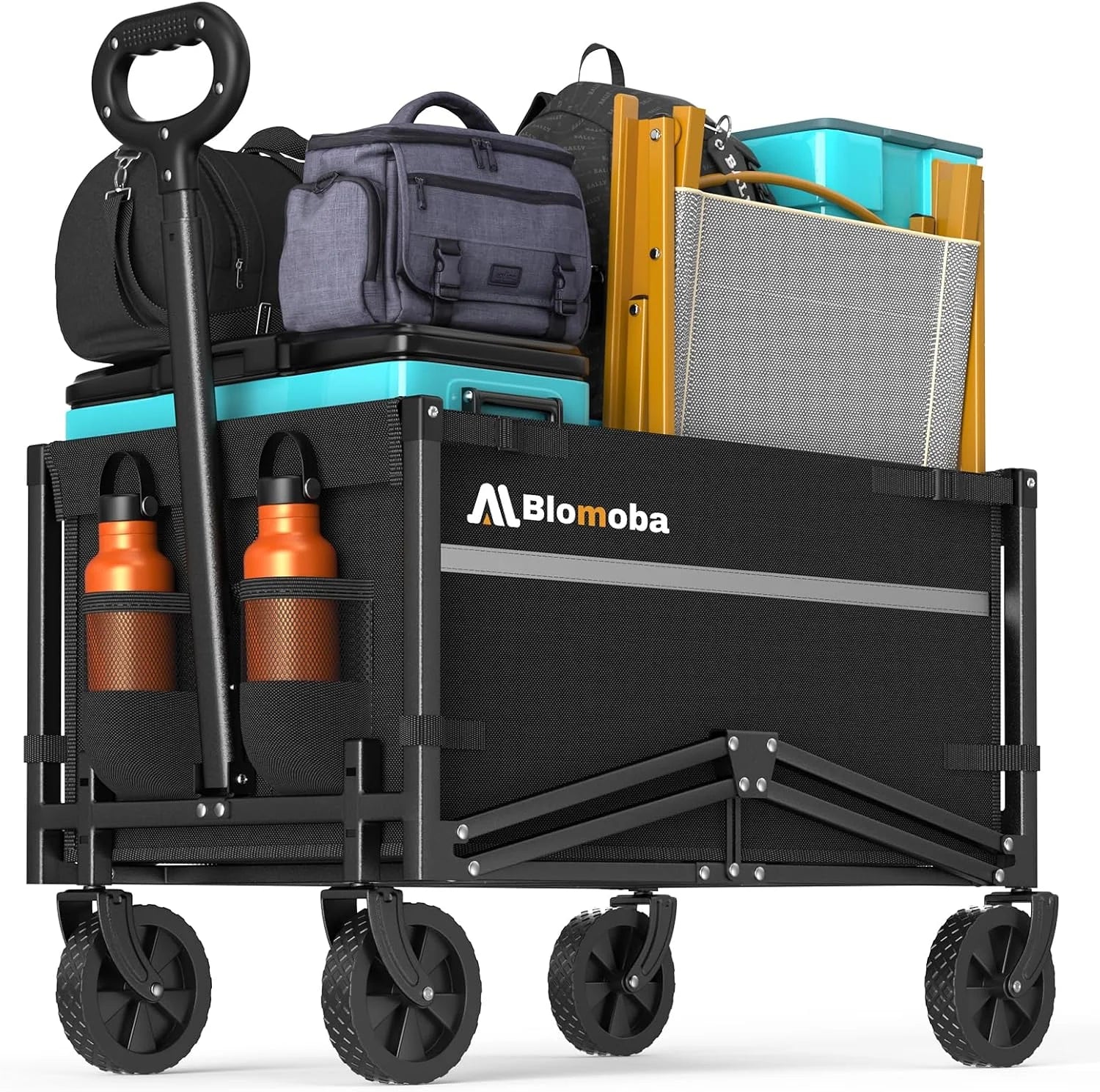 Blomoba Collapsible Wagon Cart, 220LBS Utility Wagon with Wheels, Black - Image 3