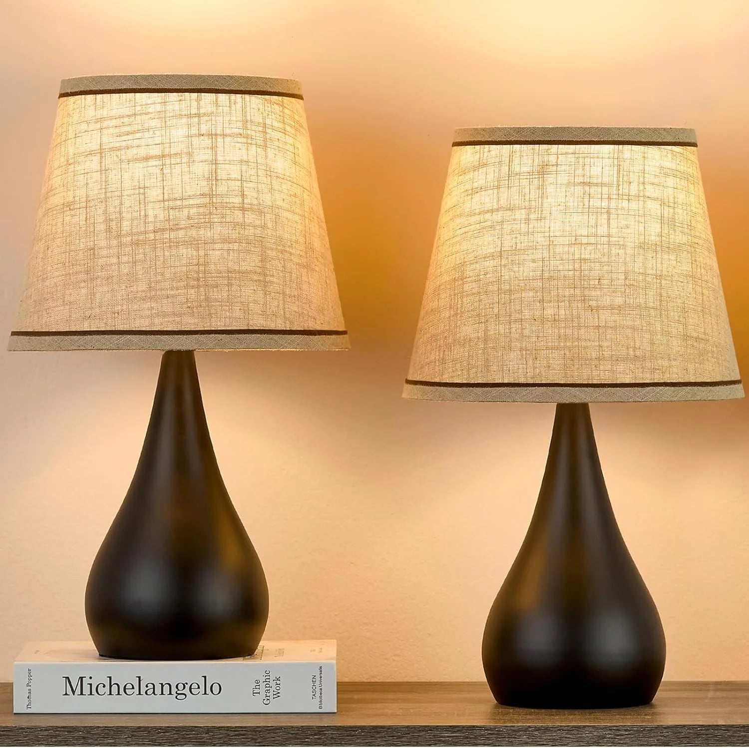 18.1” Small Modern Touch Lamps for Nightstand Set of 2 with 3 Way Dimmable, Bulb Included - Image 2