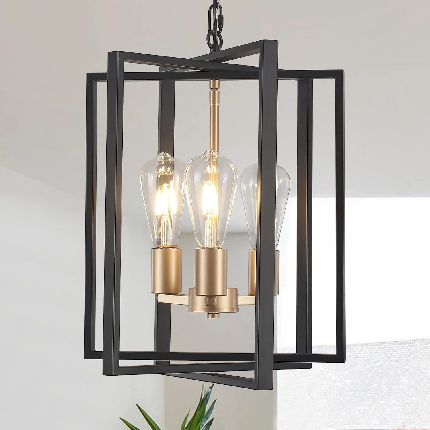New Arrivals Black Farmhouse Modern Chandelier Light Fixture for Dining Room, 3 Light - Image 3
