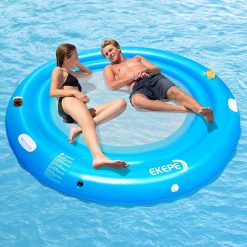 Round Inflatable Water Hammock, 7ft Heavy Duty Tanning Pool Lounger Sunchill Float Ring