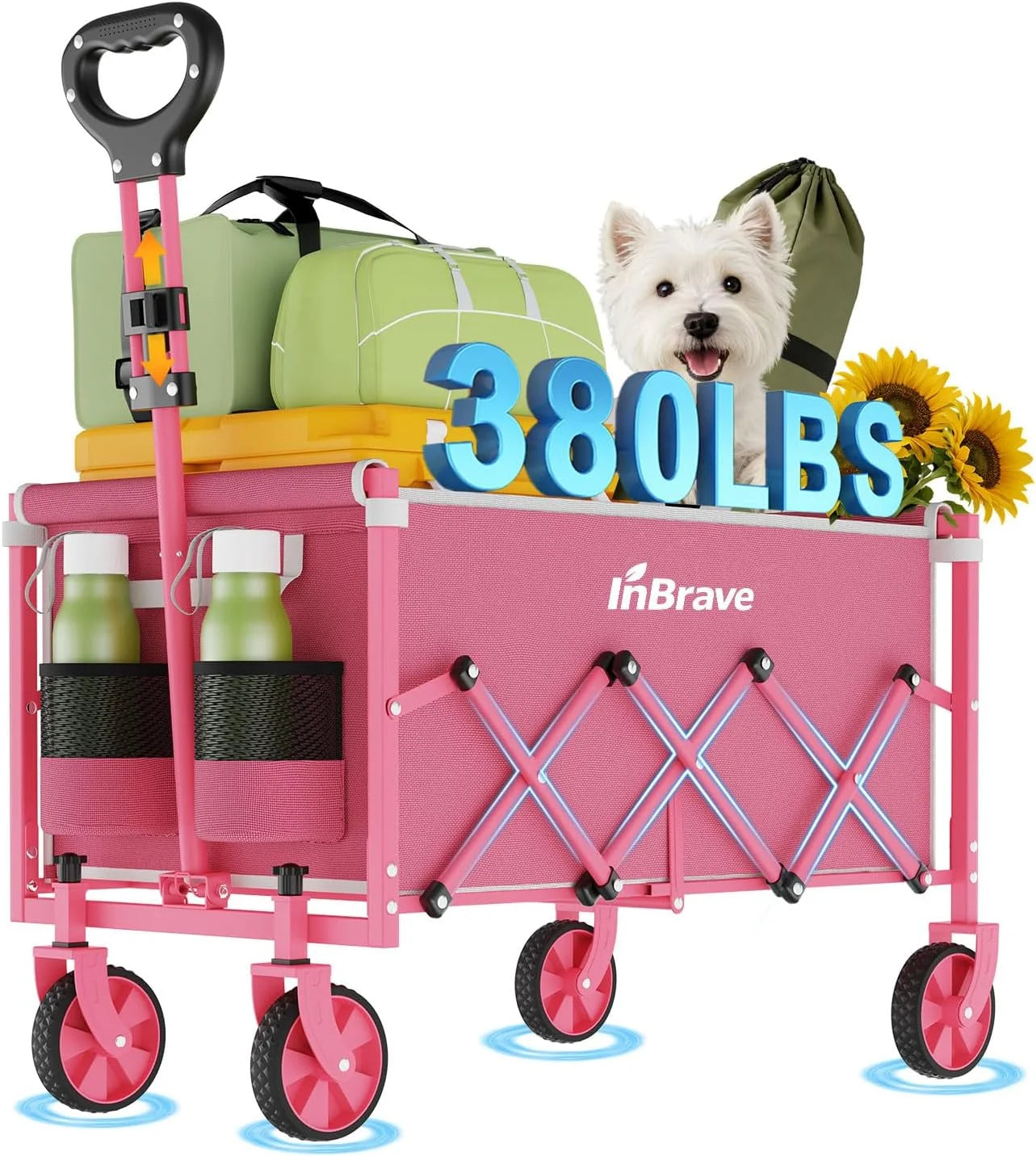New Arrivals Collapsible Wagon Cart with All-Terrain Wheels, 380LBS Capacity - Image 3