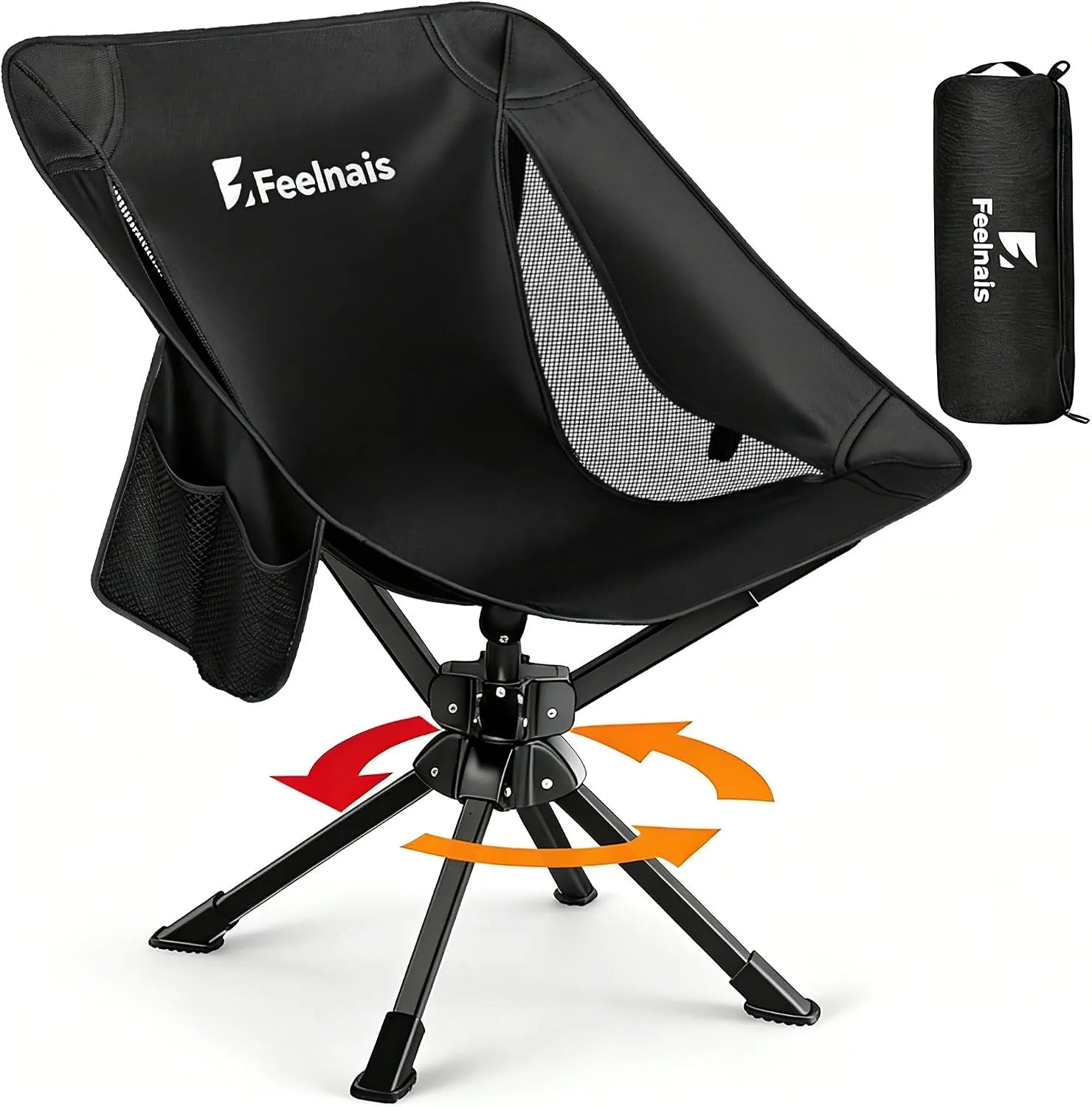 Feelnais Portable Camping Chairs Compact, 360° Swivel Folding Chair, Lightweight 3.5lbs, Metal Frame Holds up to 330lbs bifanuoyard