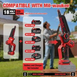 2-IN-1 Cordless 8-Inch Pole Saw & Chainsaw for Milwaukee M18 Battery – 1200W Brushless Motor, Total Reach of Max 15.9 FT