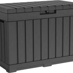 Keter Kentwood 50 Gal Outdoor Storage Box and Patio Side Table