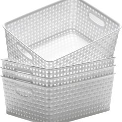 Plastic Storage Baskets for Organizing,11X8.5X4.7,Pack of 4 (Grey) bifanuoyard