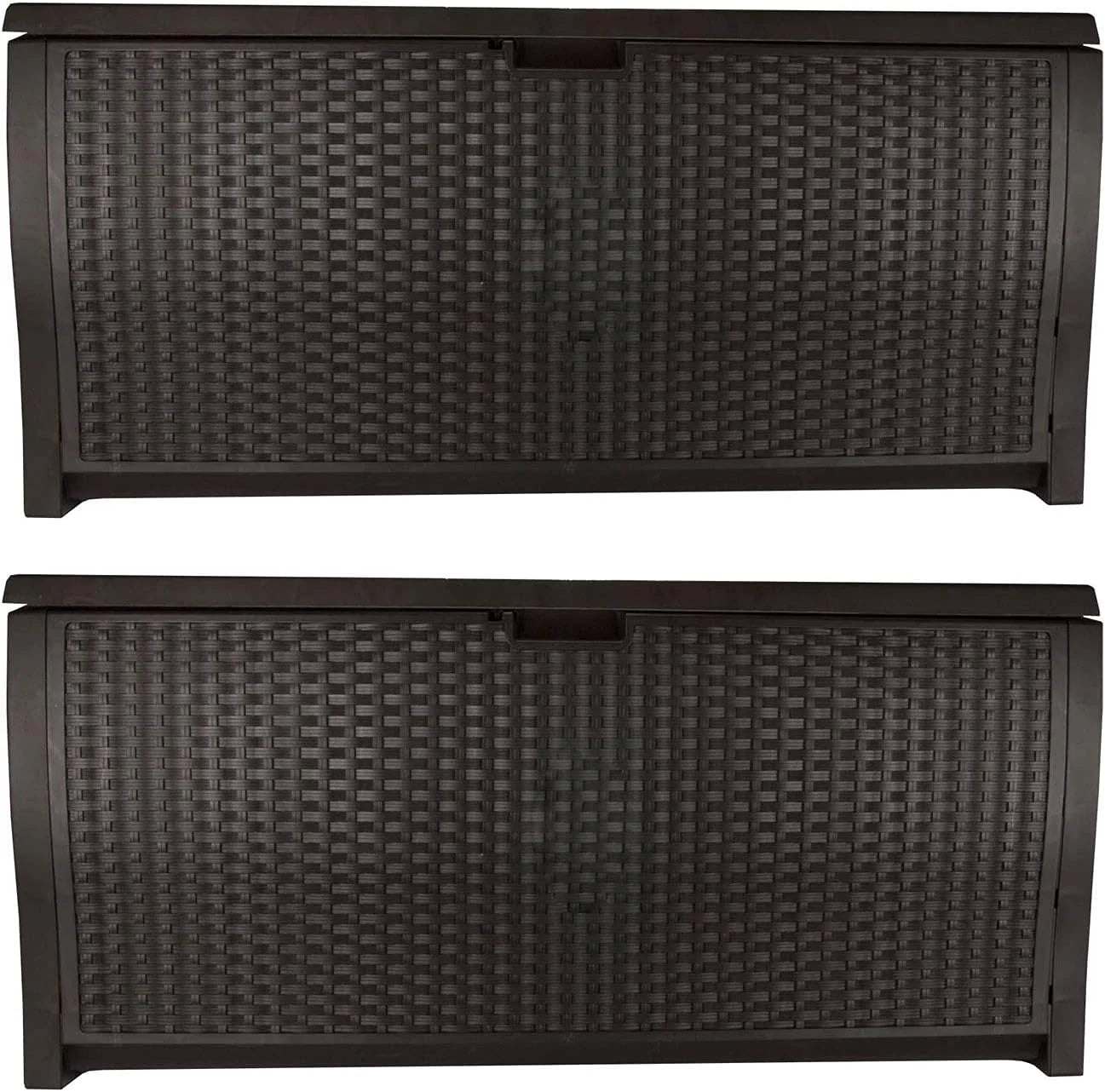 New Arrivals 99 Gallon Wicker Horizontal Outdoor Deck Box with Hinged Lid, Water-Resistant Storage Solution for Patio - Image 3