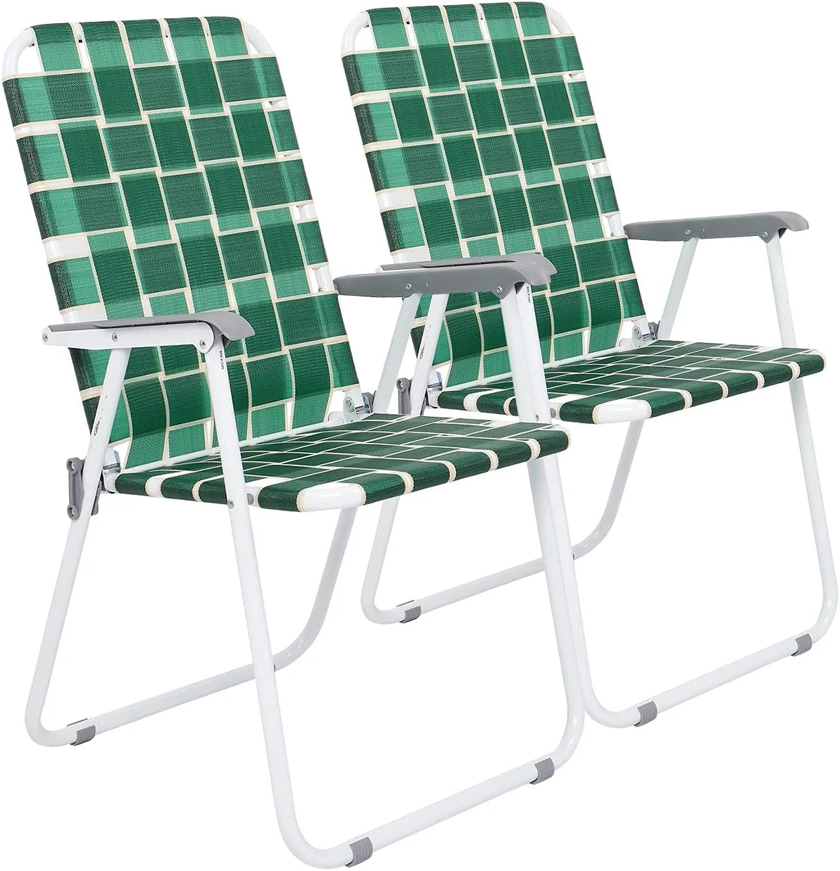 New Arrivals Patio Lawn Webbed Folding Chairs Set of 2, Outdoor Beach Portable Lawn Chair Camping Chair Beach Chair for Yard - Image 6