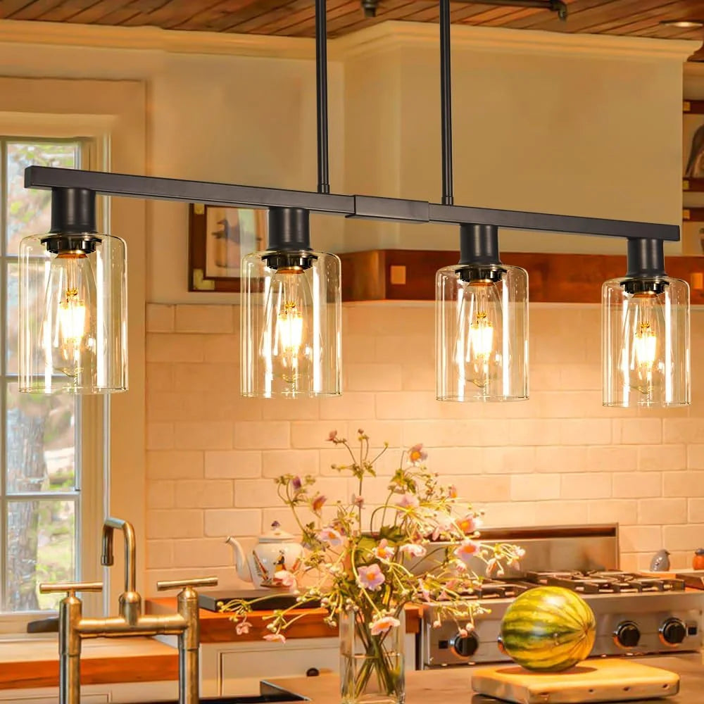 New Arrivals Kitchen Island Lighting, Farmhouse Chandelier with Adjustable Height & Clear Glass Shades - Image 6