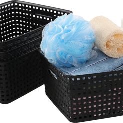 Alternative view of New Arrivals Weave Storage Baskets, Plastic Shelf Basket Bins, Black, 4 Packs