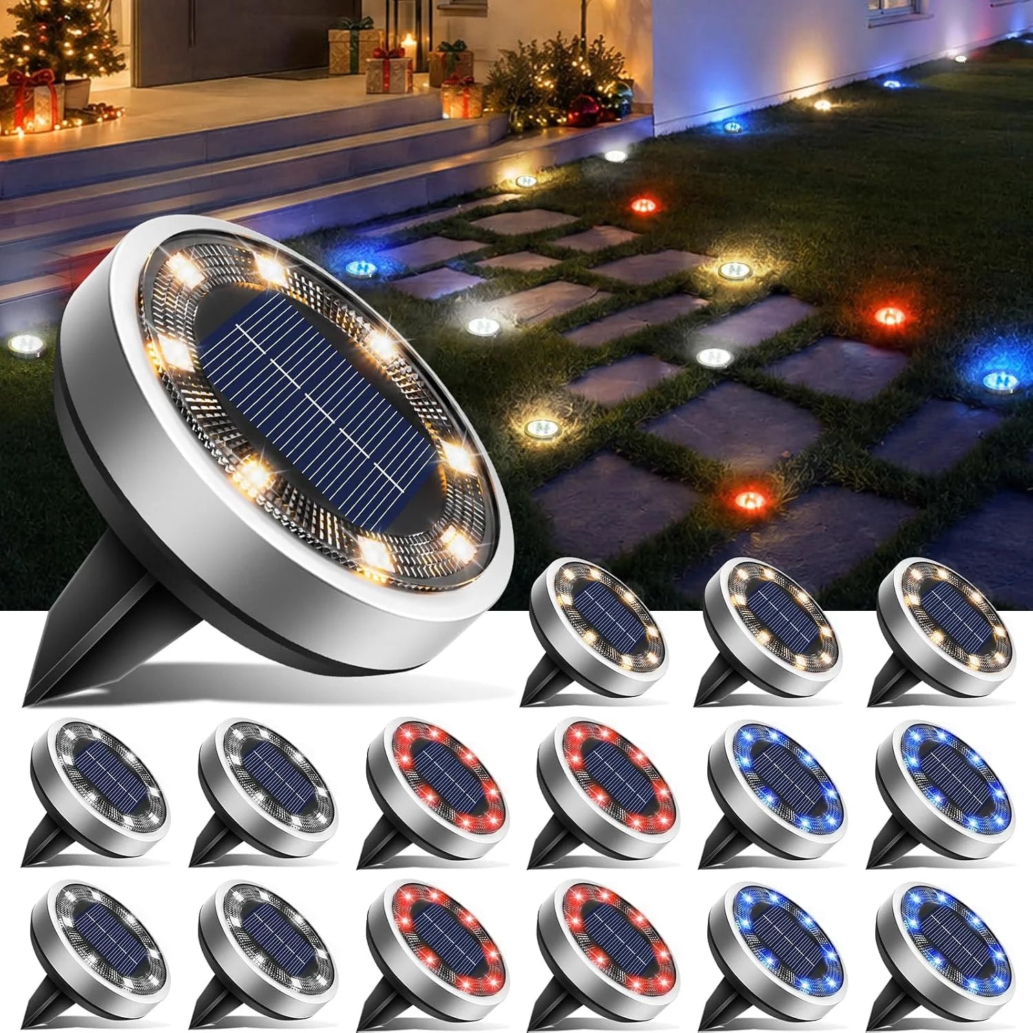 New Arrivals 16 Pack Solar Lights Outdoor Waterproof, 8 LED Solar Ground Lights – For Home Projects - Image 10