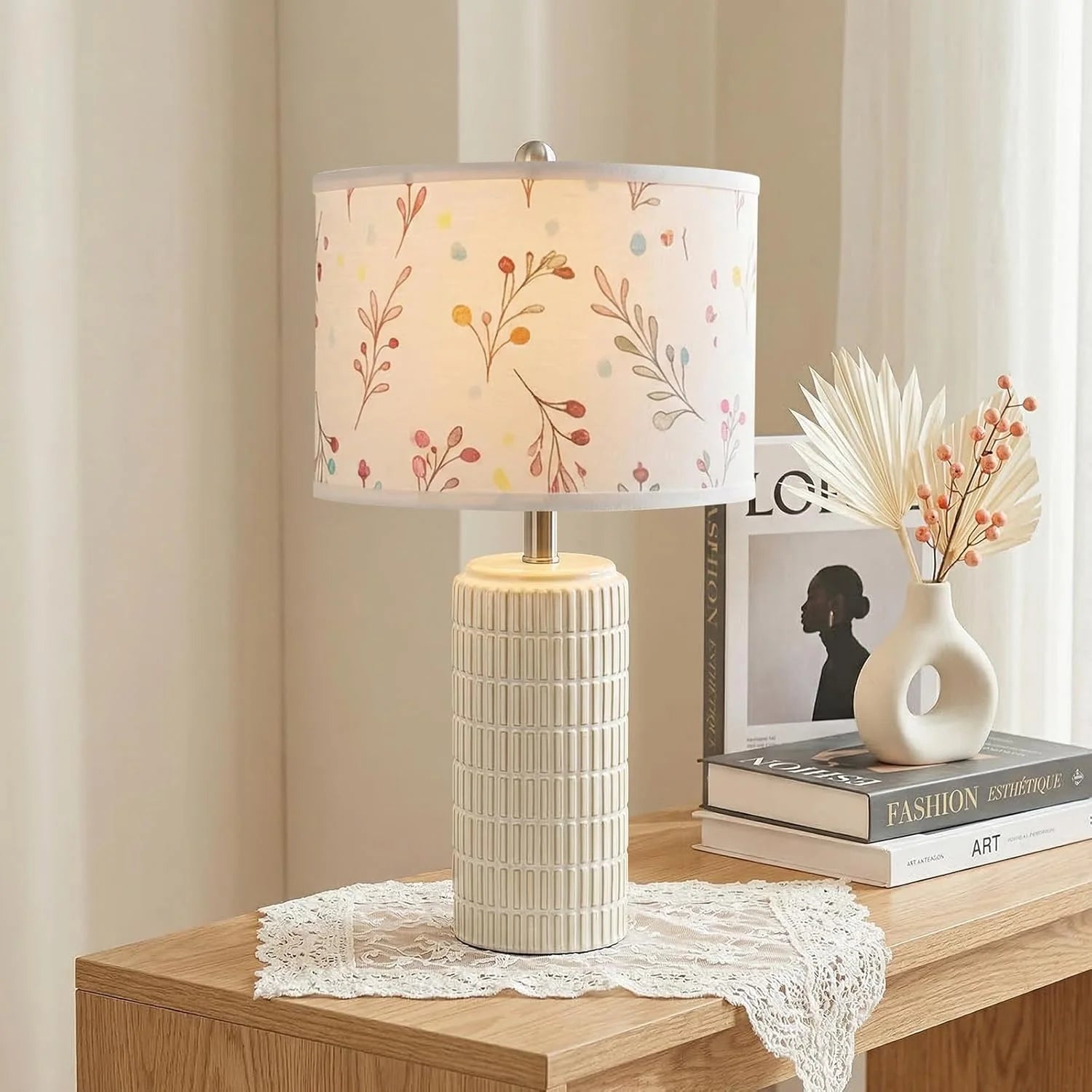 PoKat 23" Bedside Table Lamp for Bedroom Nightstands, White Modern Bedroom Lamp bifanuoyard - Image 4