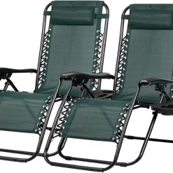 New Arrivals Set of 2 Relaxing Recliners Patio Chairs Adjustable Steel Mesh Zero Gravity Lounge Chair Beach Chairs