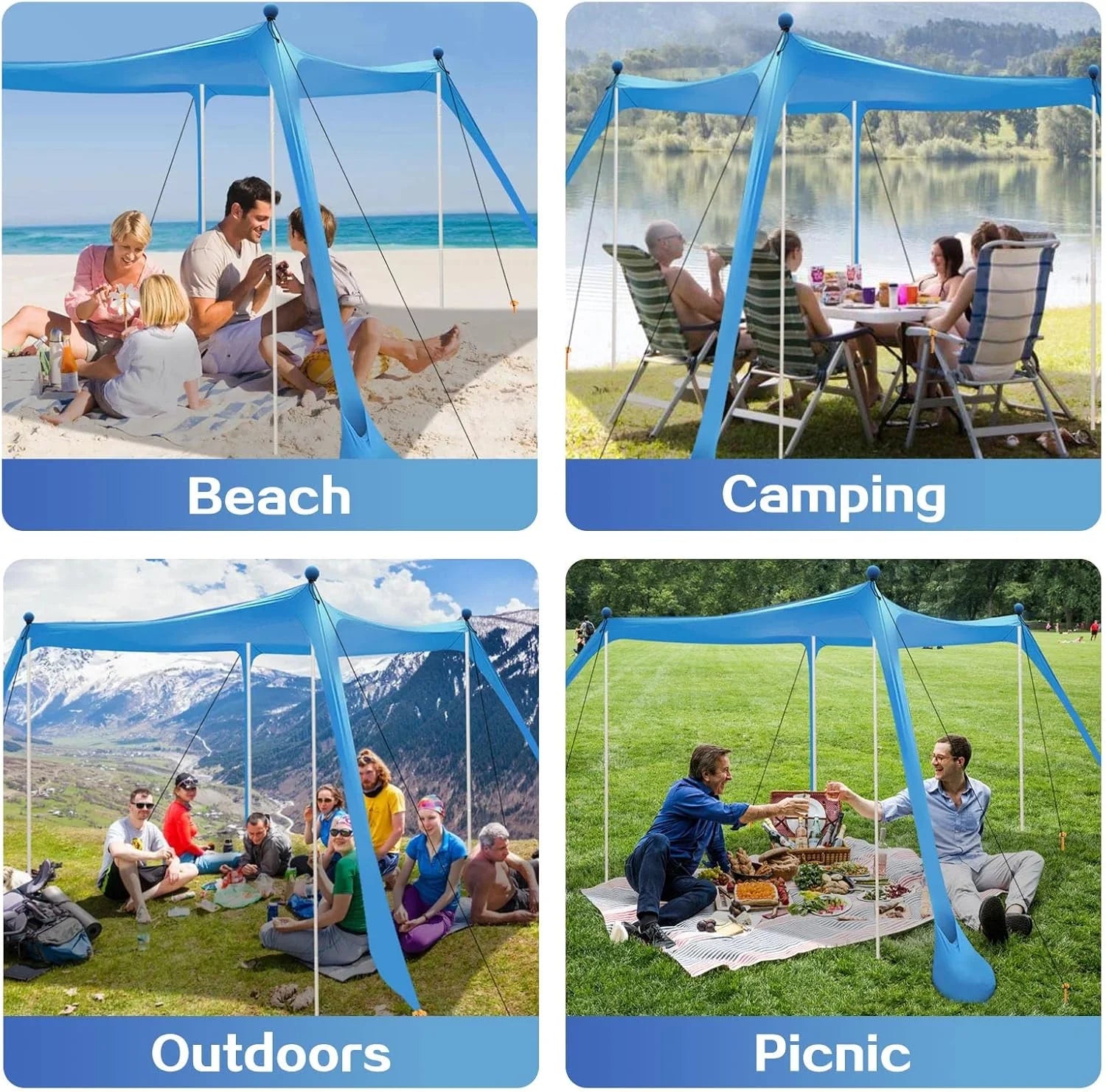New Arrivals Beach Canopy Beach Tent UPF50+ 11×11 FT Easy to Setup Extra Windproof Rope Sun Shelter Beach Shade Canopy with 4 - Image 7