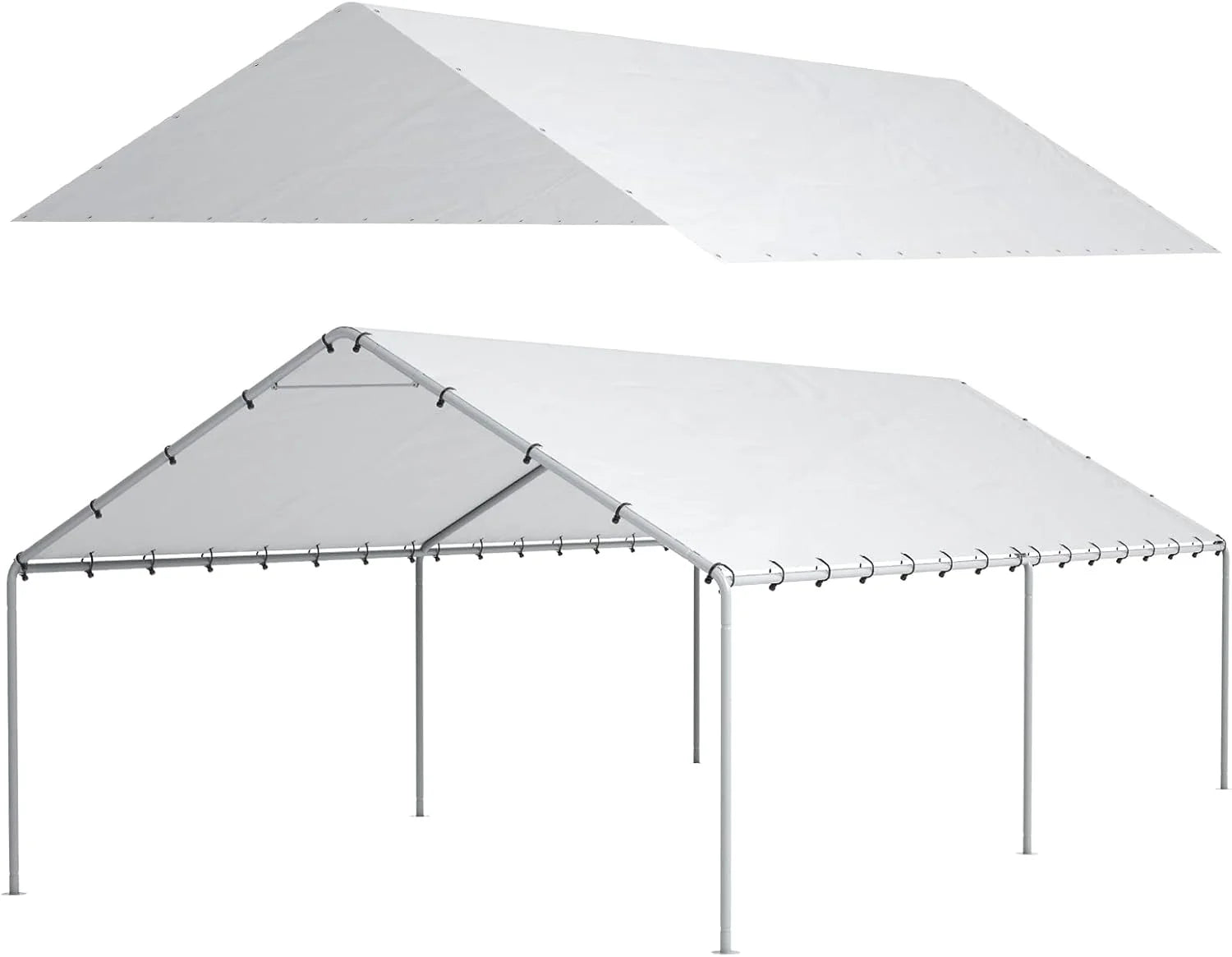 New Arrivals Ft Carport Replacement Canopy Cover Garage Top Tent Shelter Tarp with Free 48 Ball Bungee Cords - Image 3