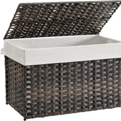 Storage Basket with Lid, 9.2 Gallon (35L), Foldable, Blanket Storage Bin with Handles