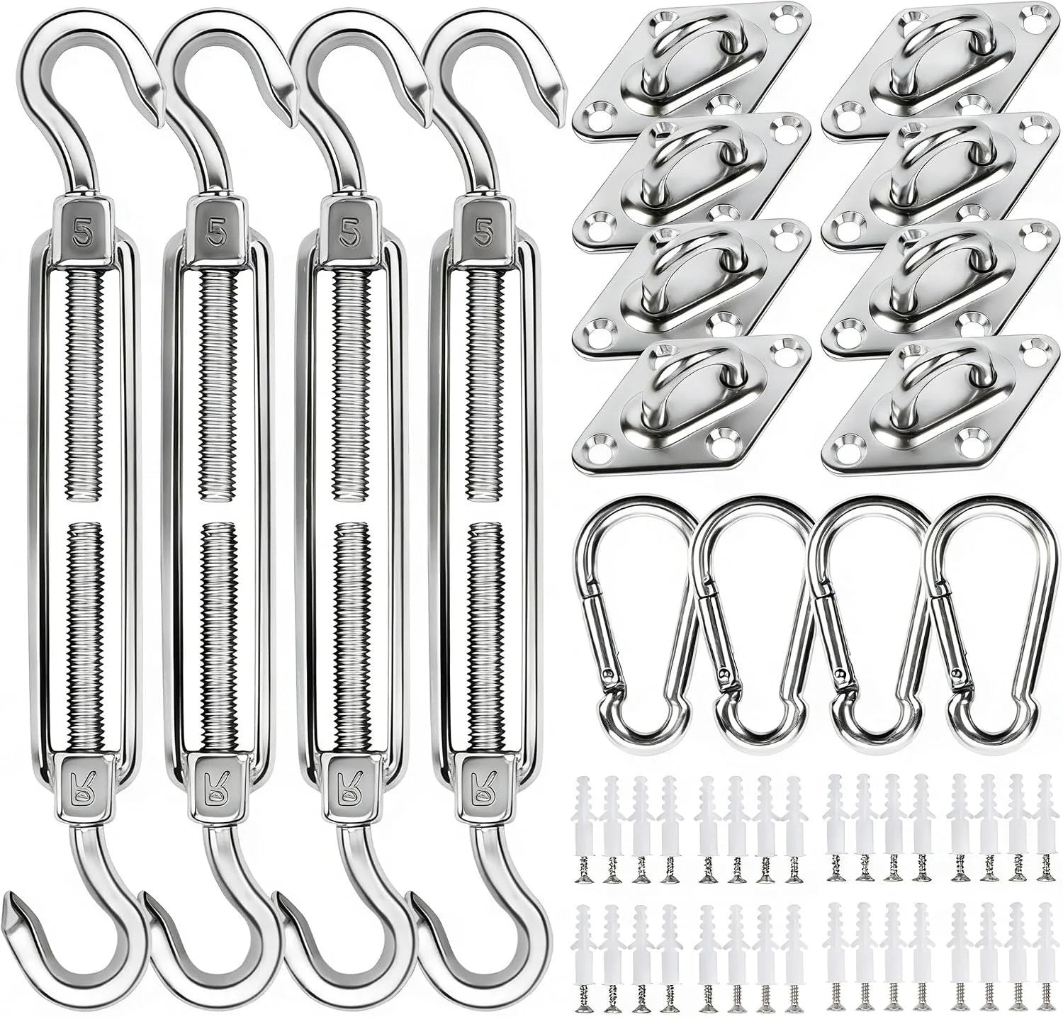 44 Pcs Shade Sail Hardware Kit 6 Inch Outdoor Sun Sail Accessories - Image 5