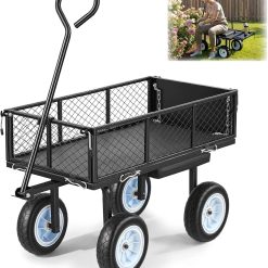 Alternative view of New Arrivals VEVOR 500 LBS Steel Garden Cart with Work Seat, Heavy Duty Garden Wagon Cart on Wheels