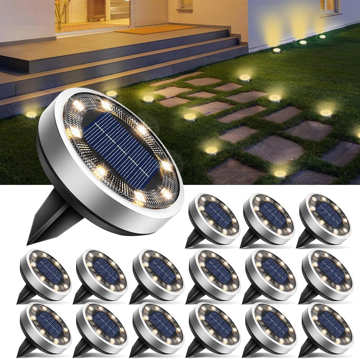 New Arrivals 16 Pack Solar Lights Outdoor Waterproof, 8 LED Solar Ground Lights – For Home Projects - Image 18