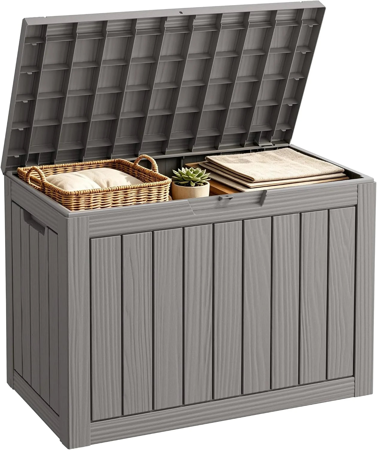 Fancyango 50 Gallon Waterproof Deck Box, Resin Outdoor Storage Box, Black - Image 8