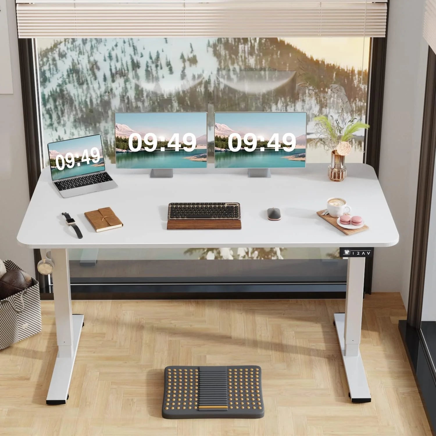 New Arrivals 55 x 24 Inches Electric Height Adjustable Standing Desk Large Sit Stand Up Desk Home Office Computer Desk Memory - Image 85
