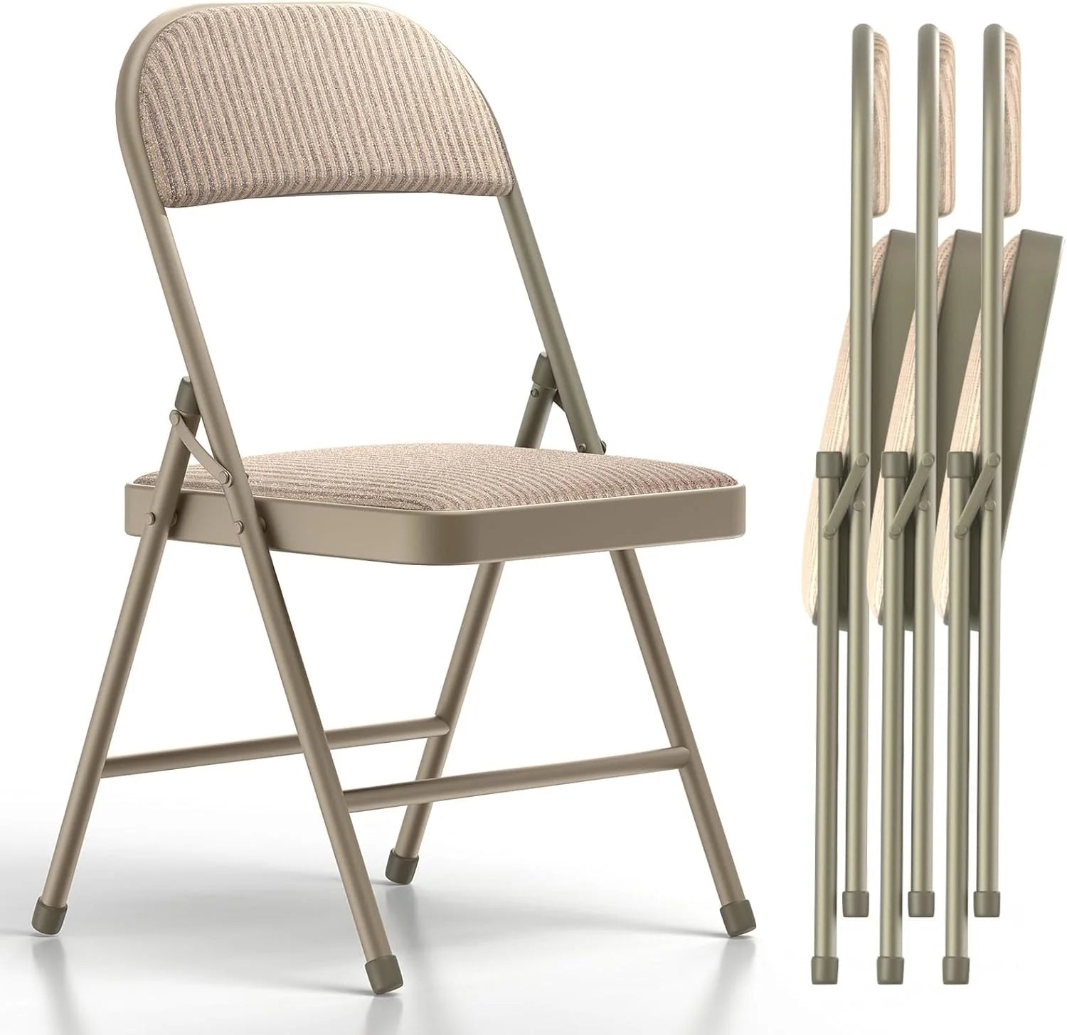 New Arrivals 4 Pack Folding Chairs, Fabric Dining Chair Set with Padded Cushion and Back - Image 2