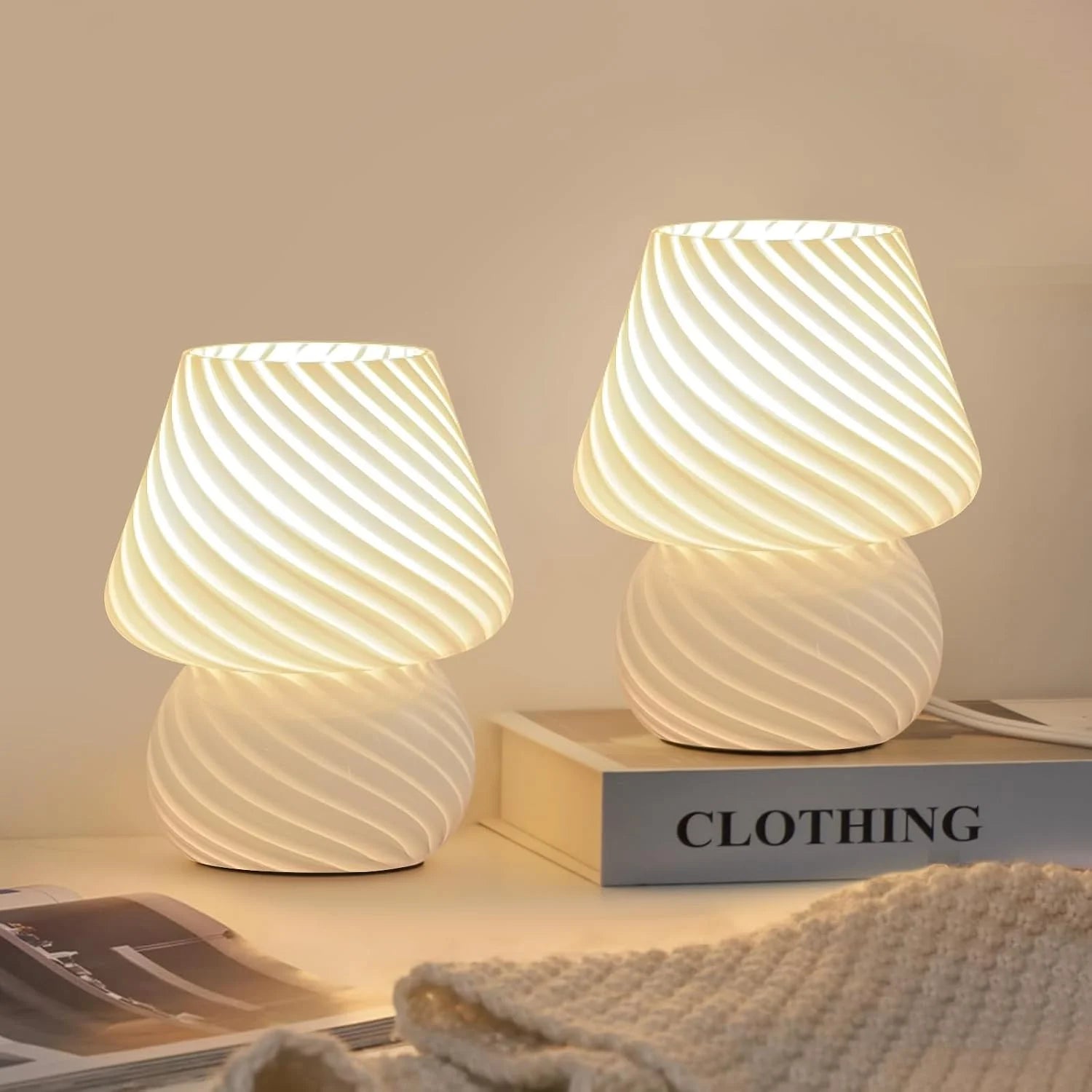 ONEWISH Mushroom Lamp Small Vintage Table Lamp for Bedroom Nightstand, Dimmable bifanuoyard - Image 7