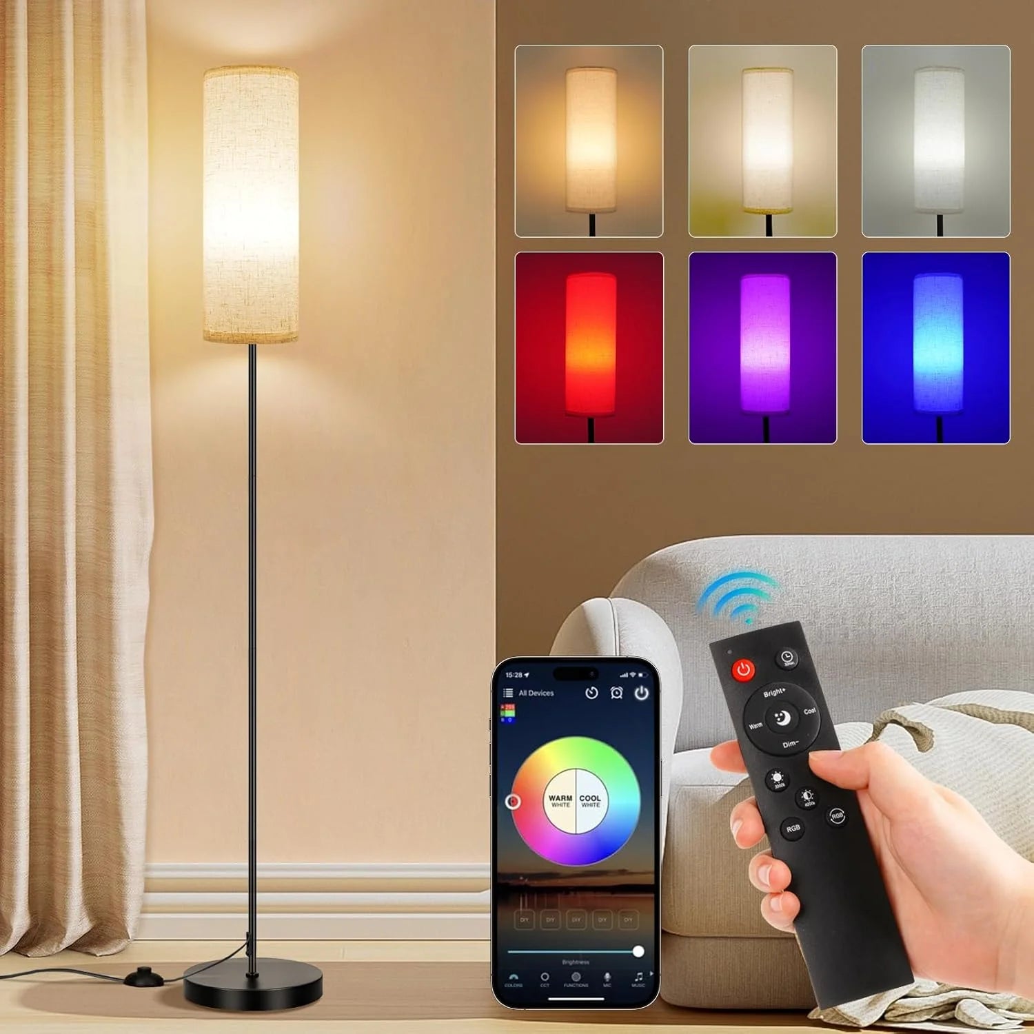 FRIDEKO HOME 2 Pack Floor Lamp, Dimmable, Modern Floor Lamp with Remote bifanuoyard - Image 4