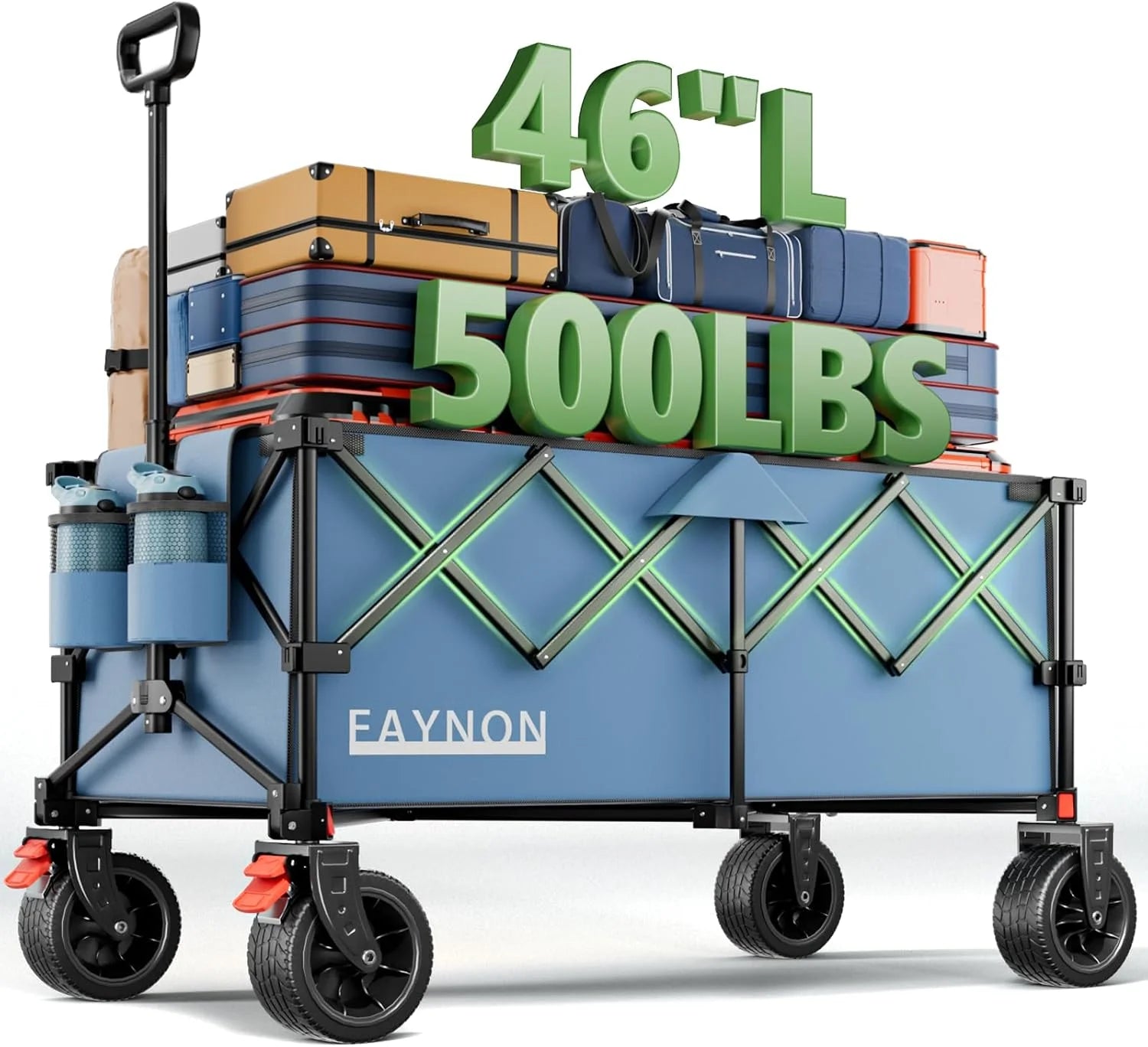 L Collapsible Foldable Extended Wagon, 500LB Weight Capacity with 280L Heavy Duty Folding Cart - Image 2