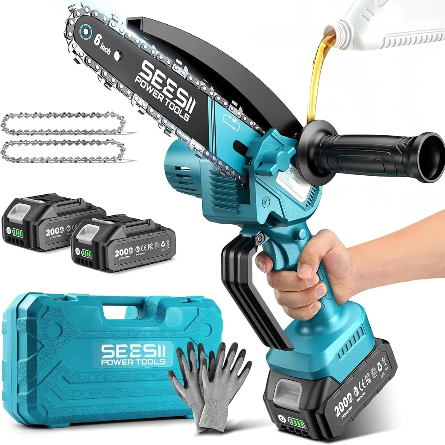 New Arrivals 6 Inch Mini Electric Chainsaw Cordless Battery Powered - Image 8