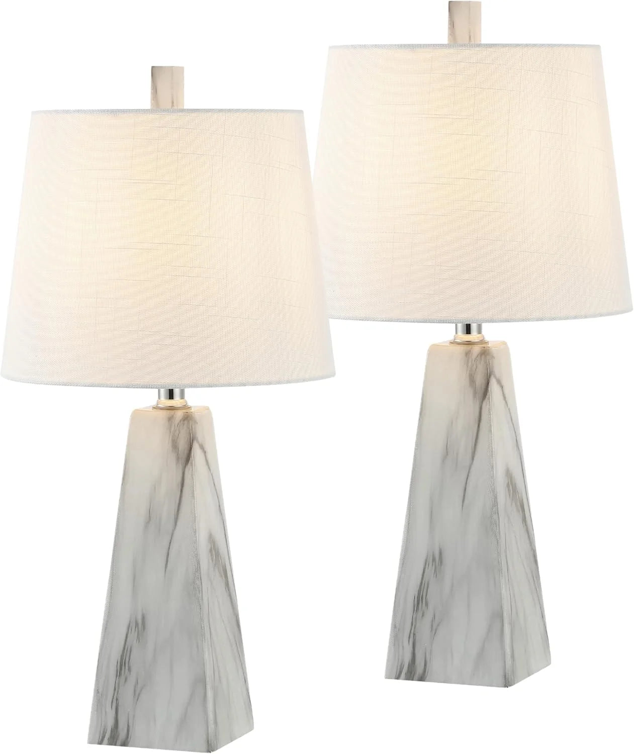 JONATHAN Y 20.5 White Marble Finish Modern Resin Table Lamp for Bedroom Living Room, Bulb Included bifanuoyard - Image 6