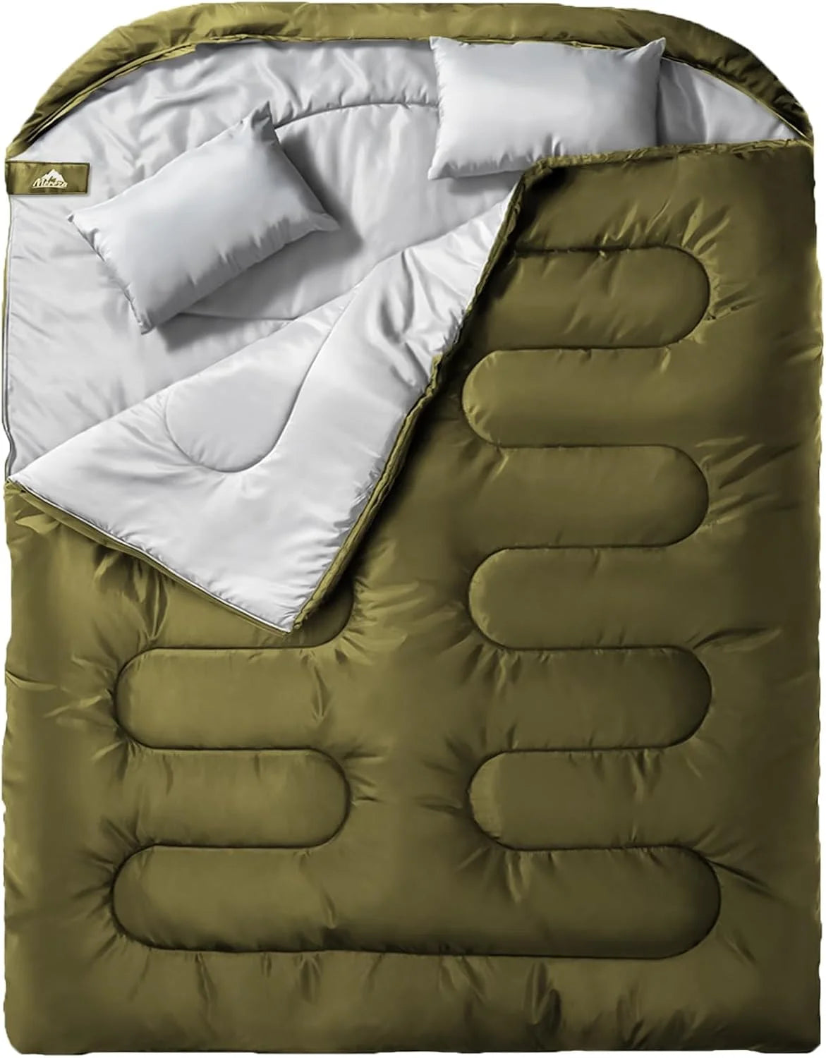 MEREZA Double Sleeping Bag for Adults Mens with Pillow, XL Queen Size Two Person Sleeping Bag for All Season Camping bifanuoyard - Image 6