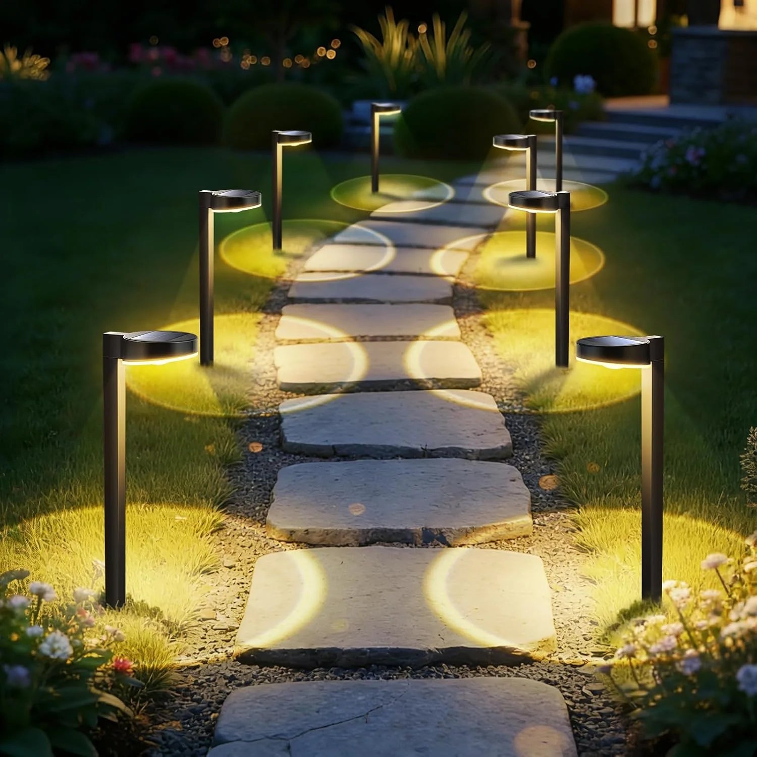 New Arrivals 12 Pack Solar Pathway Lights Outdoor, 3 Color Temperatures Selectable CCT, Focused Ground Spot Lens - Image 4