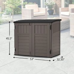 New Arrivals 34 Cu Ft Horizontal Storage Shed, Resin, Lockable, Stoney Black