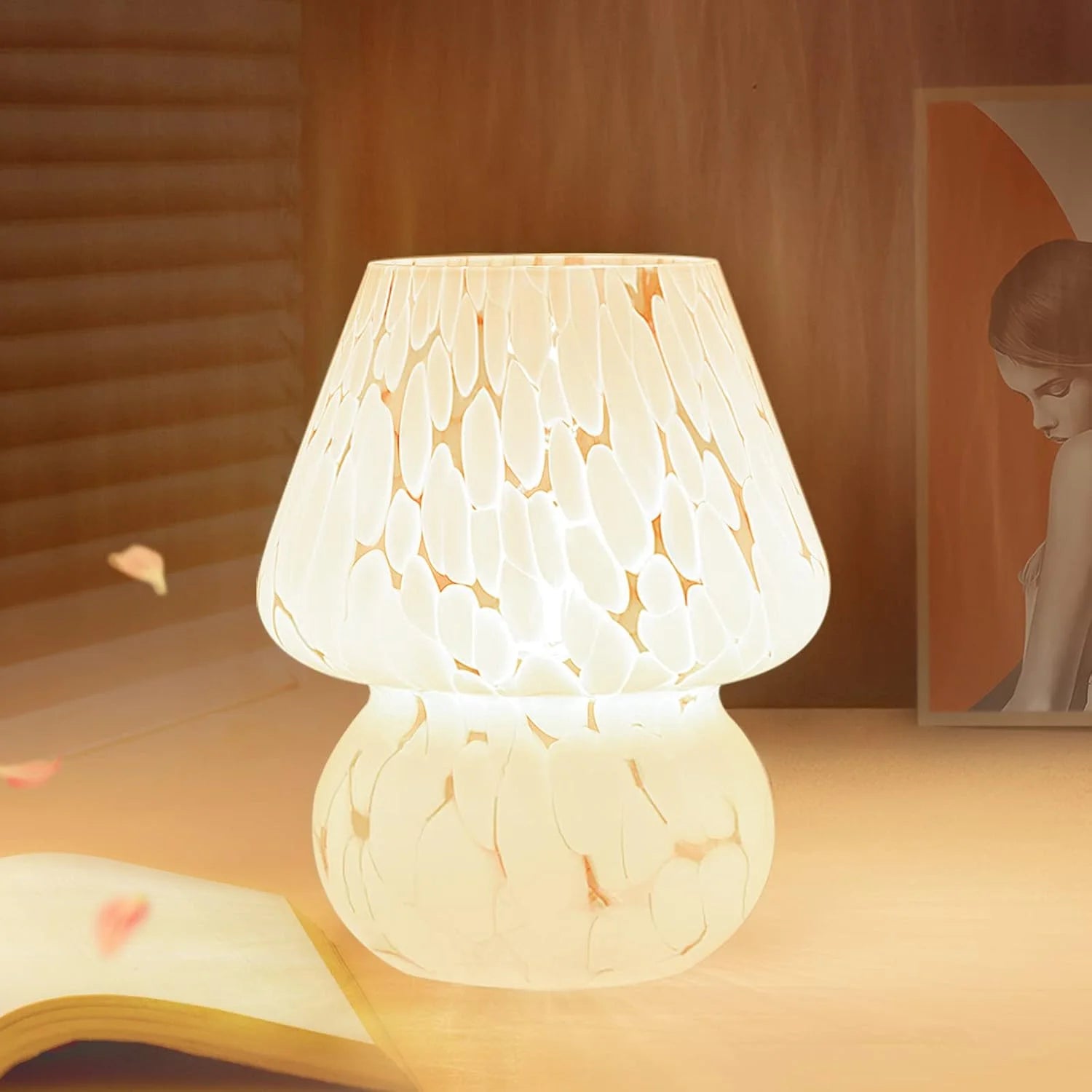 ONEWISH Mushroom Lamp Small Vintage Table Lamp for Bedroom Nightstand, Dimmable bifanuoyard - Image 4