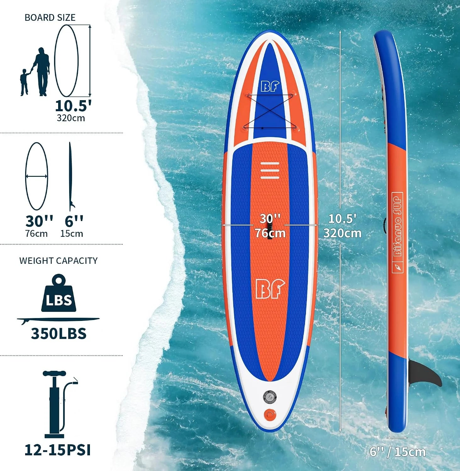New Arrivals Inflatable Stand Up Paddle Board with SUP Accessories and Backpack Paddle Boards for Adults. Non-Slip Deck - Image 3