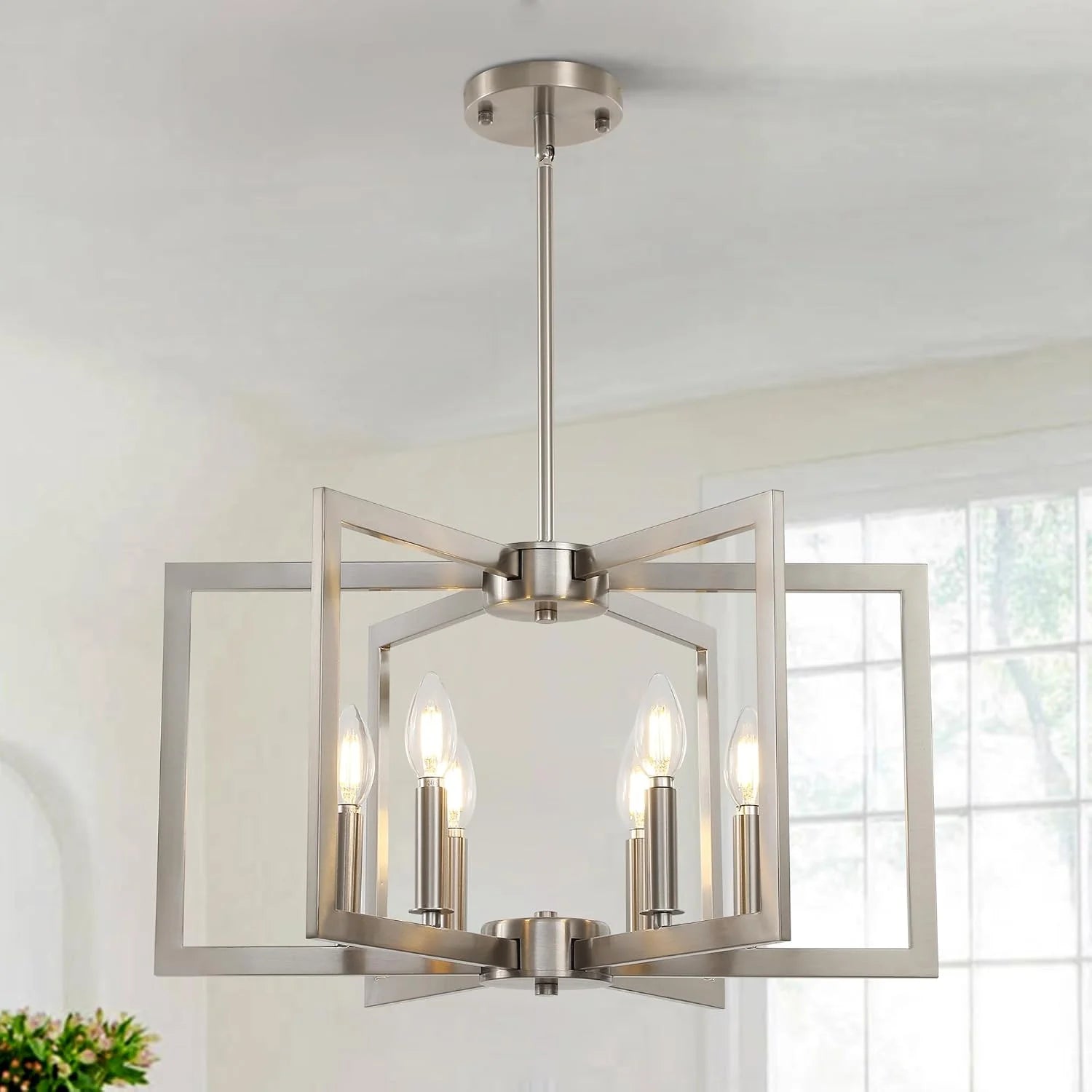 New Arrivals 6-Light Modern Metal Geometric Chandelier£¬Kitchen Island Brushed Nickel Lighting Fixtures£¬Entryway Light - Image 6