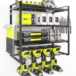 New Arrivals Power Tool Organizer, 4 Layer Drill Holders Wall Mount