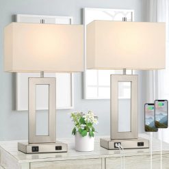 Alternative view of Set of 2 Touch Control Table Lamp with 2 USB Ports, Dimmable bifanuoyard