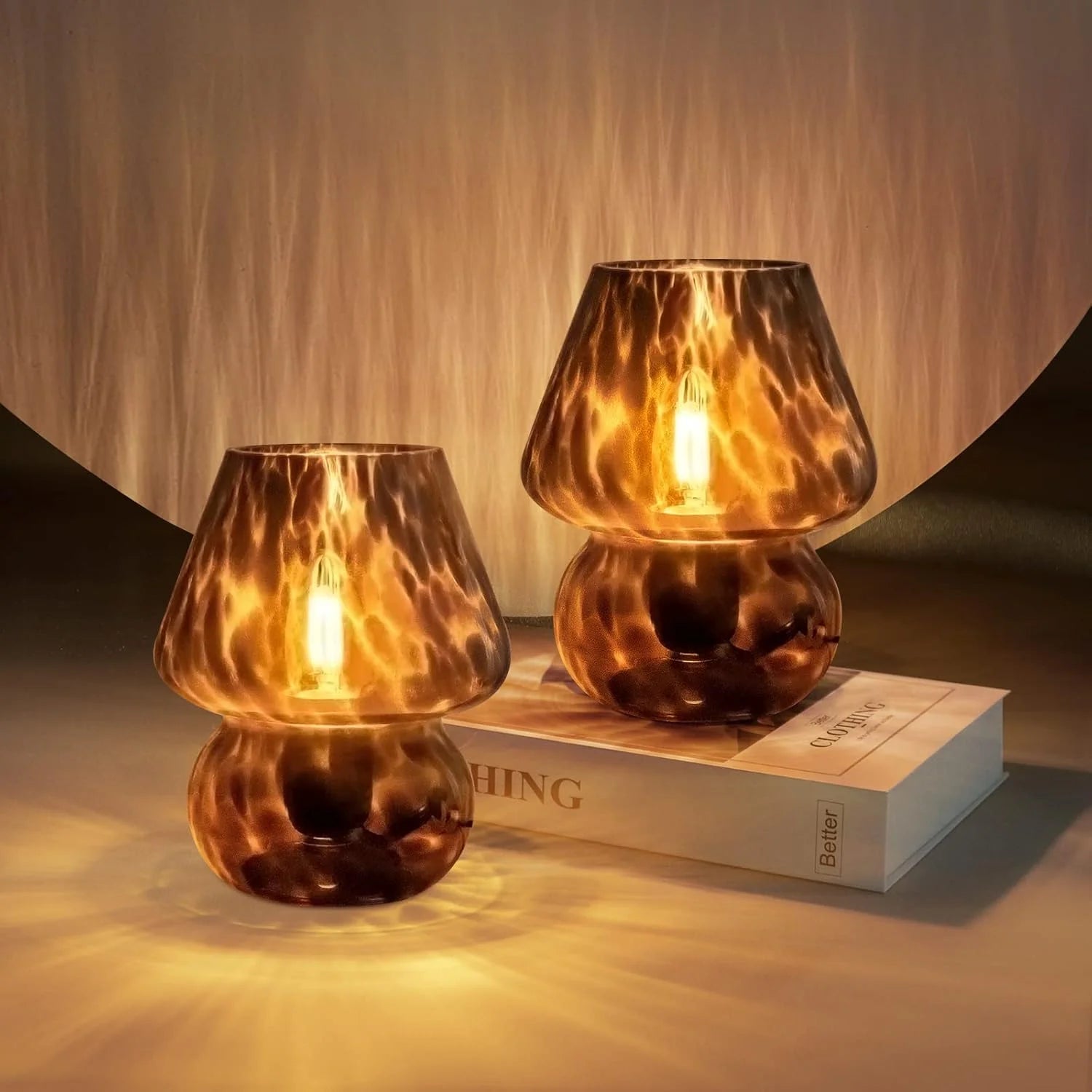 ONEWISH Mushroom Lamp Small Vintage Table Lamp for Bedroom Nightstand, Dimmable bifanuoyard