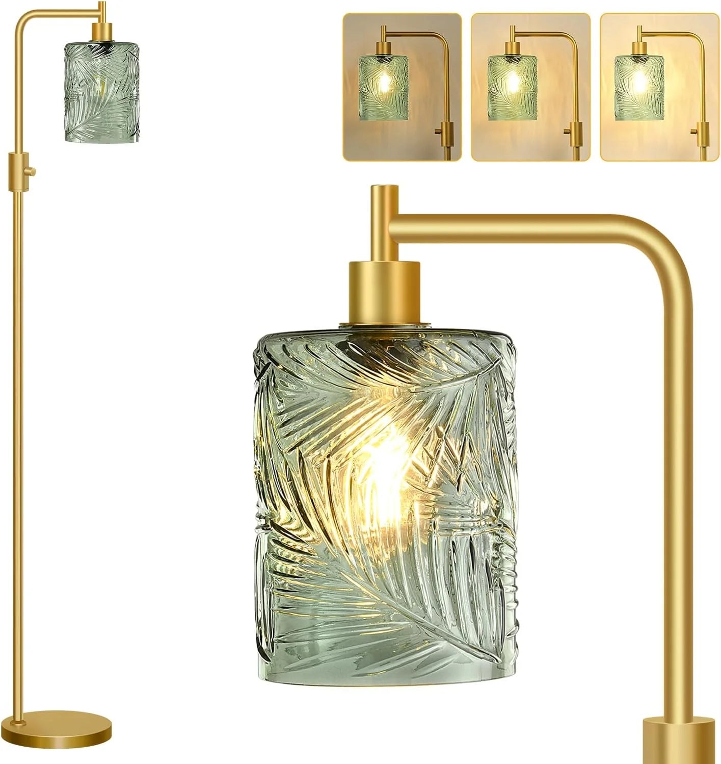 Dimmable Floor Lamp for Living Room with Clear Glass Lampshade, Bulb Included, 900LM, Arc Standing Tall Lamp for Bedroom bifanuoyard - Image 10