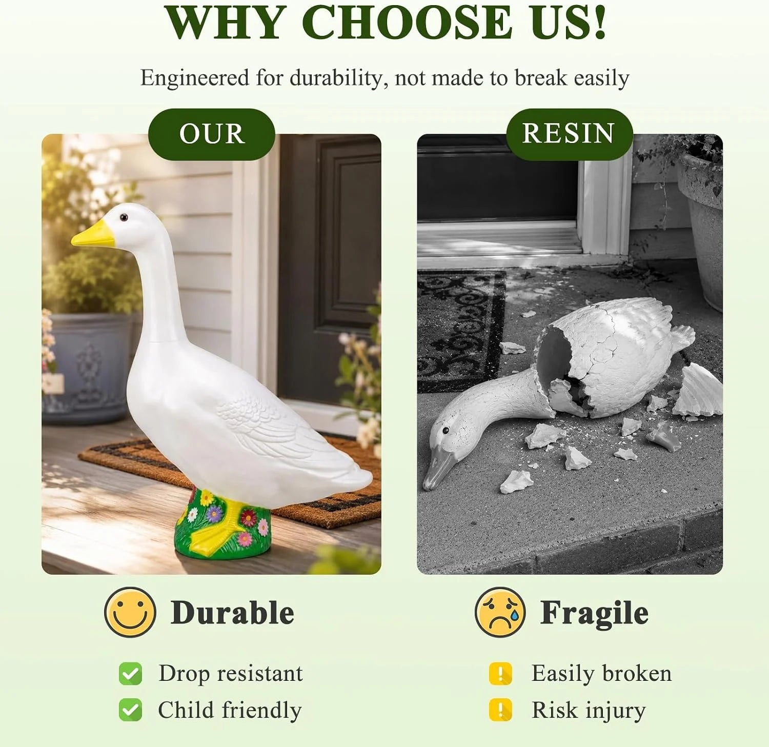 New Arrivals 23 Inch Large Porch Goose Statue, PE Plastic Outdoor Goose Decor for Lawn - Image 4