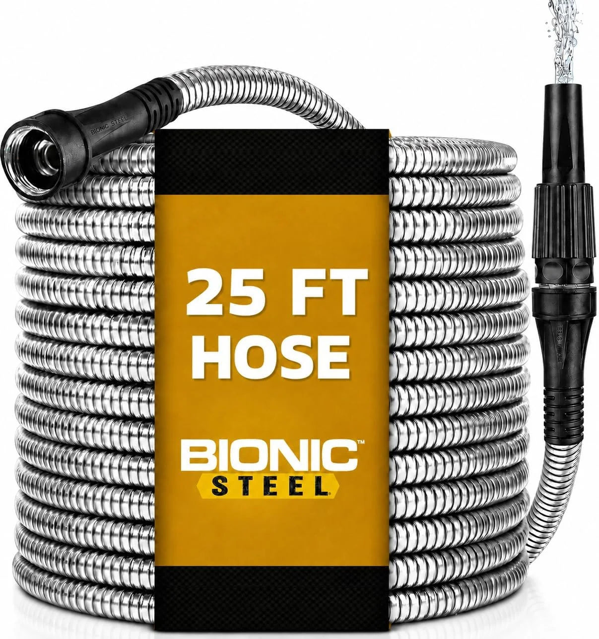 New Arrivals STEEL 150 Ft Metal Garden Hose with Sprayer Nozzle, Non Kinking Design, Stainless Steel Heavy Duty Water Hose - Image 3