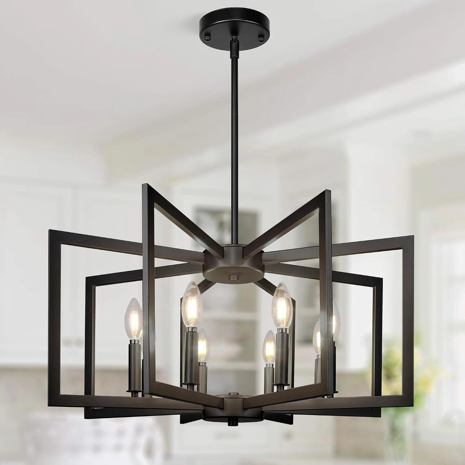 New Arrivals 6-Light Modern Metal Geometric Chandelier£¬Kitchen Island Brushed Nickel Lighting Fixtures£¬Entryway Light - Image 4