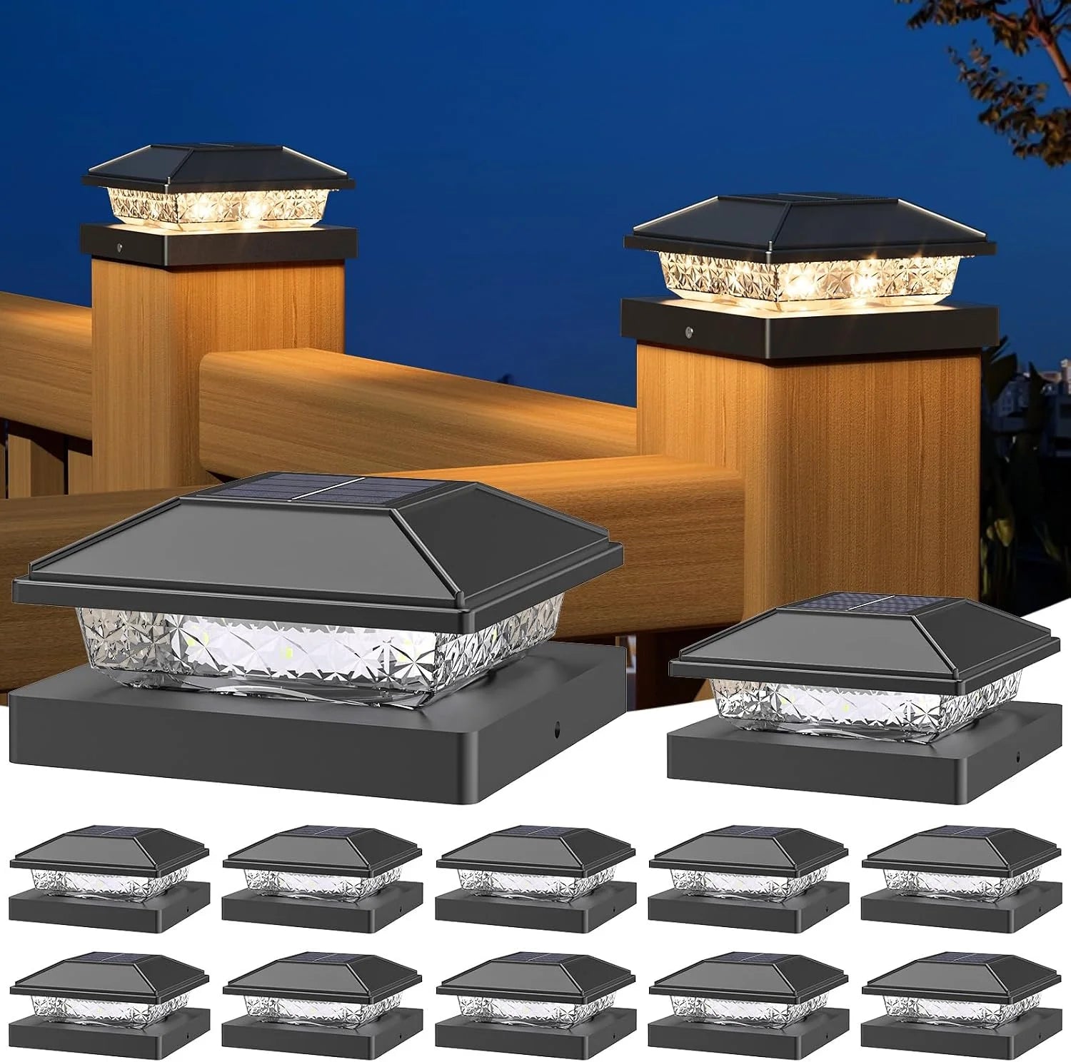 New Arrivals Solar Post Cap Lights, 4x4 Post Solar Light Cool White, White 12 Pack " For Home Projects - Image 4