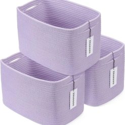 Alternative view of New Arrivals Cotton Rope Storage Baskets 15x10x9.3 3 Pack White, Decorative rectangular storage baskets for shelves